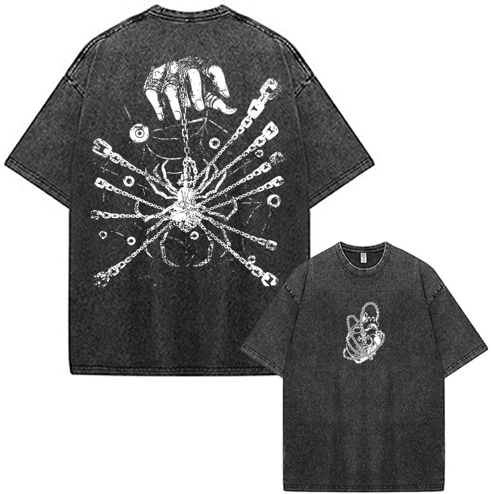Japanese Anime Hunter X Hunter Kurapika Vintage Washed T Shirt Men Women Clothing Fashion Oversized Cotton Short Sleeve T-shirts