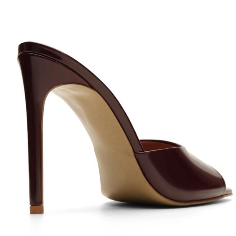 Brand Mules Shoes Women's Slippers 2025 Summer Slides Stiletto High Heels Red Black Sandals Large Size Party Shoes Designer