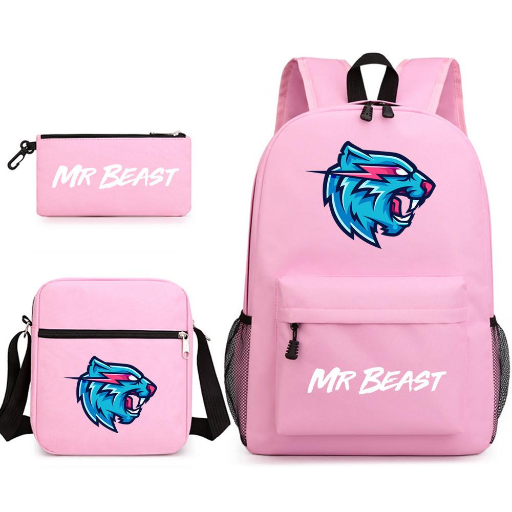 Комплект рюкзака из трех частей Mr Beast Lightning Cat для школы с милым и забавным дизайном