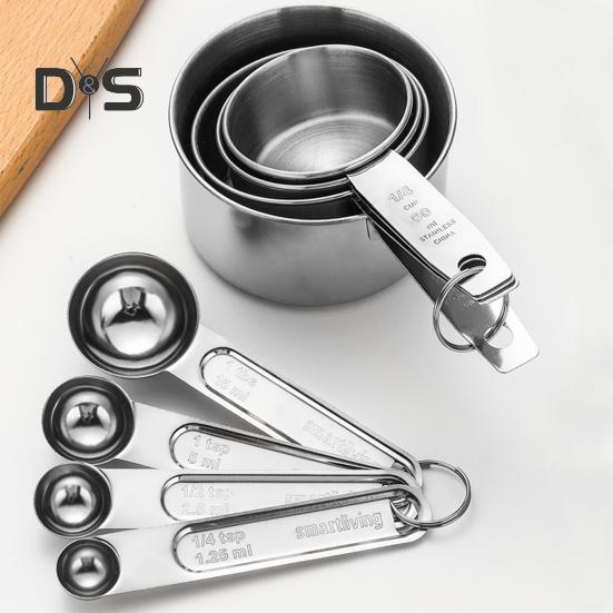 Набор мерных ложек из нержавеющей стали, двойные весы, эргономичная ручка, мерный стакан для точных измерений при выпечке, домашняя кухня, пекарня