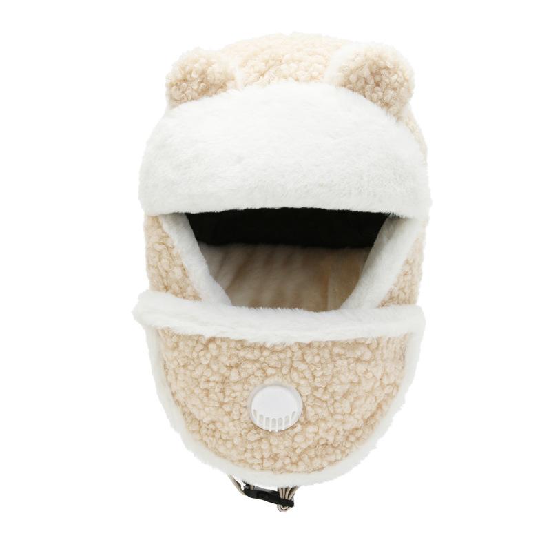Зимняя женская милая теплая трендовая шапка-ушанка с плюшевой подкладкой, хлопковая шапка для защиты ушей от холода во время зимней езды