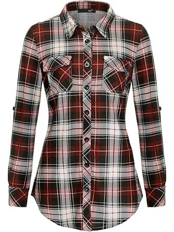 Женский приталенный топ в ретро-клетку с длинным рукавом, Осень/Зима 2026