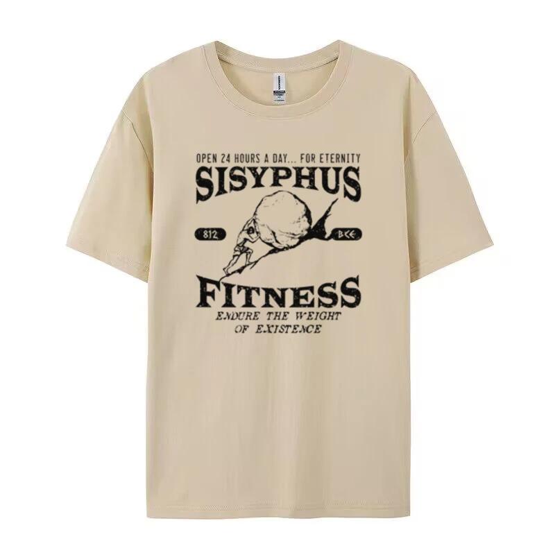 Sisyphus Fitness Funny TShirts Loose Vintage Workout T Shirt Greek Mythology Graphic Tee Personal Training Shirt Unisex Clothes