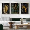 Abstract Plant Poster Golden Green Black Leaf Modern Canvas Painting Wall Art Print Picture Nordic Living Room Home Decoration