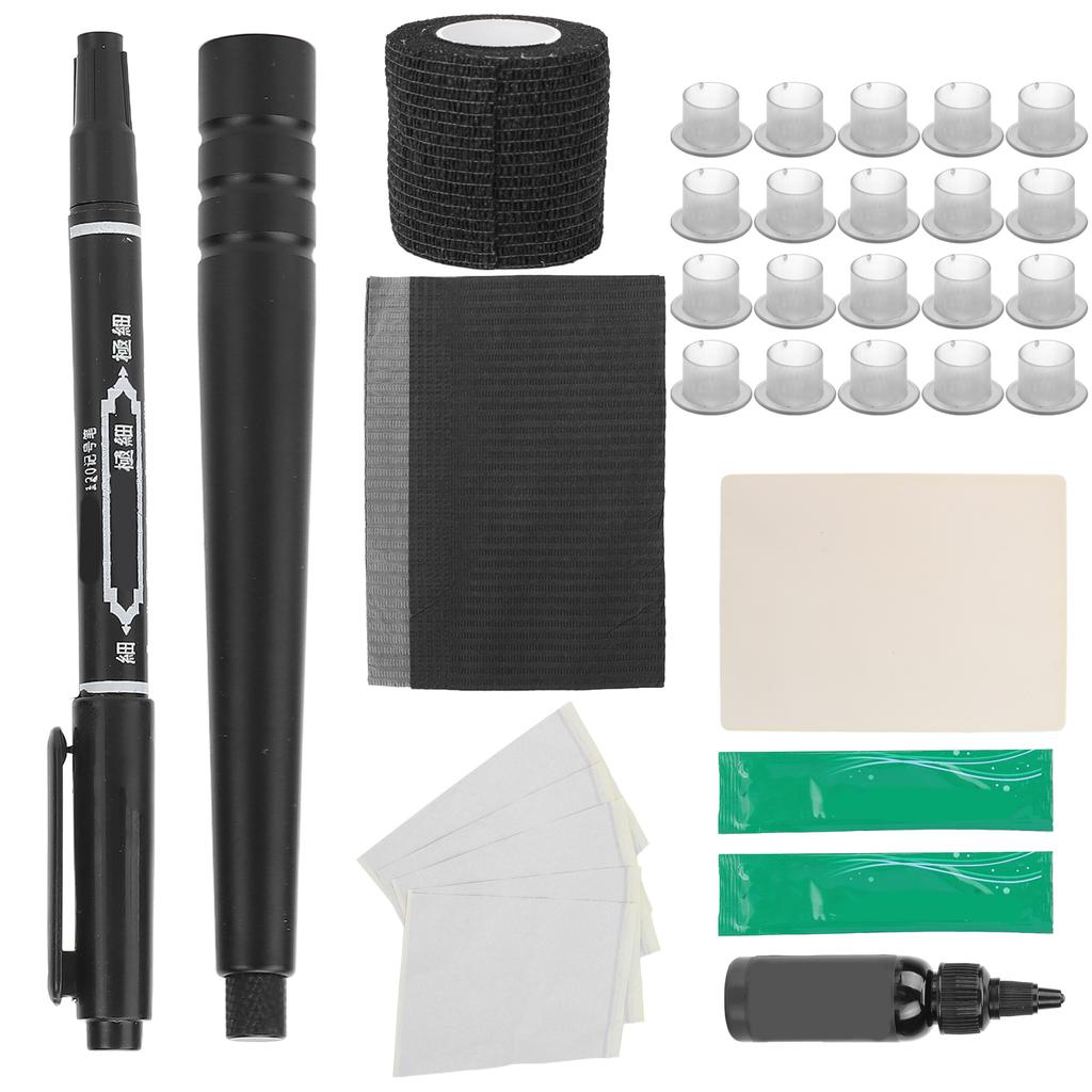 Professional Tattoo Stick Pen Set Aluminium Alloy Beginner Practicing DIY Tattoo Kit Black