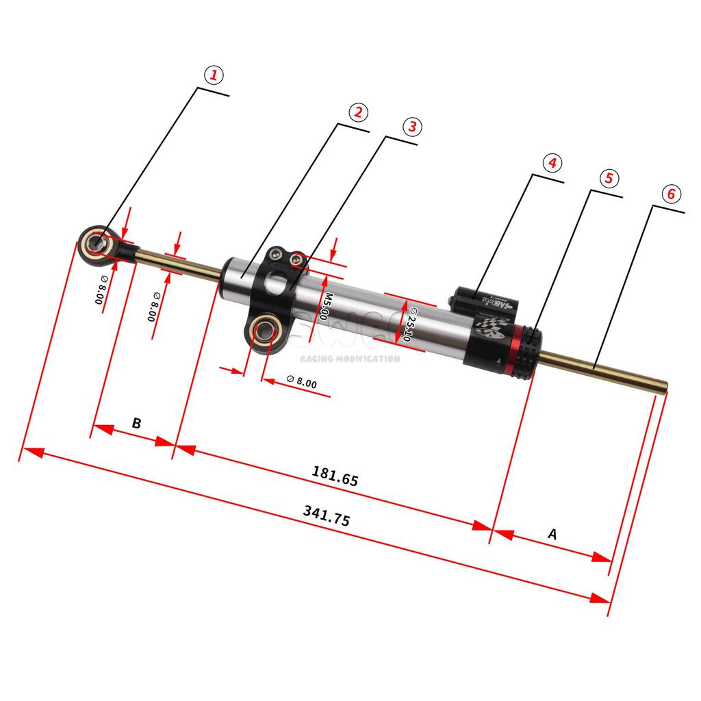 Universal Titanium Adjustable Steering Damper Stabilizer - Anodized Black