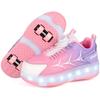 29-40 Kid's Luminous Sneakers  Led Light Shoes Children's Kids Boys Girls USB Charging Glowing Wheels Parkour Roller Skate Shoes