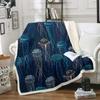 Submarine jellyfish print flannel blanket office nap portable blanket soft sheet bedspread blanket