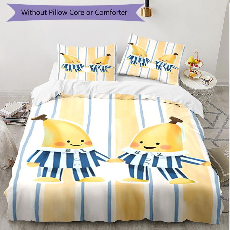 3pcs Duvet Cover Set (1*Duvet Cover + 2*Pillowcase, Without Core), Bananas in Pyjamas Print Soft All‑Season Bedding Set, Home Bedroom Decor Gift