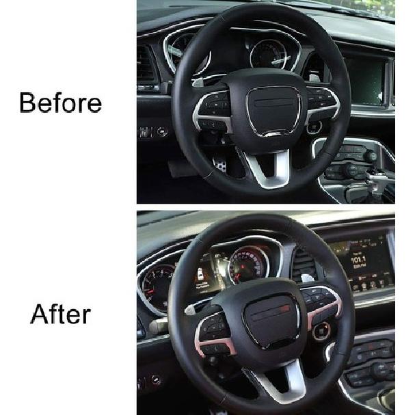 Steering Wheel Trim Ring Cover Decal Sticker for Dodge Challenger 2015+ Black