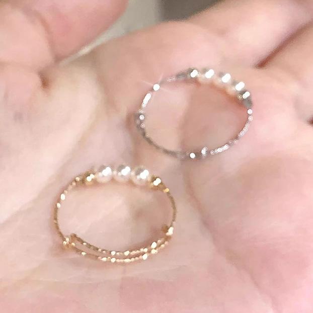 PONYKISS Silver Color Pearl Bead Round Adjustable Rings for Women Minimalist Trendy Fashion  Light Luxury Accessories