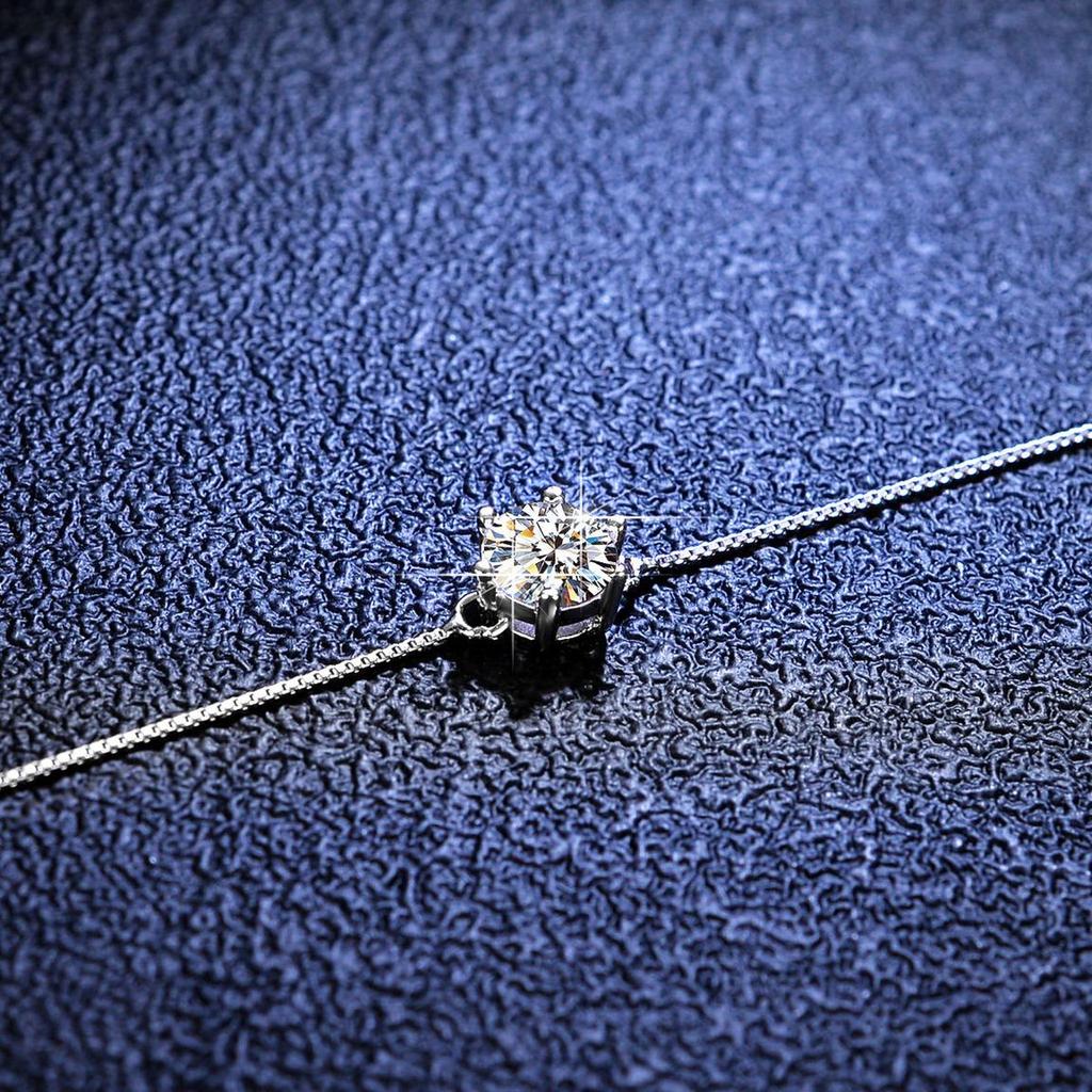 Браслет из стерлингового серебра S925 Муассанит Браслет Муассанит Шесть когтей Простая женская модель