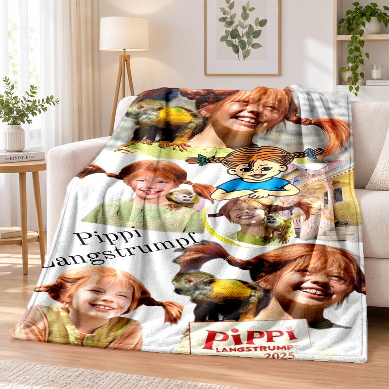 Pippi Longstocking Flannel Throw Blanket Soft Warm Cozy For Sofa Bed Indoor Home Bedroom Use