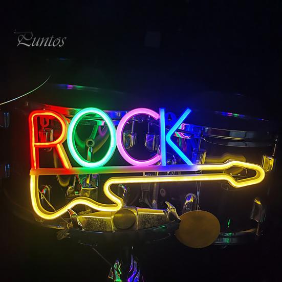 Светодиодные неоновые огни в стиле рок, яркие цвета, стиль гитары, создание атмосферы, подвесное настенное украшение для спальни, праздничной вечеринки