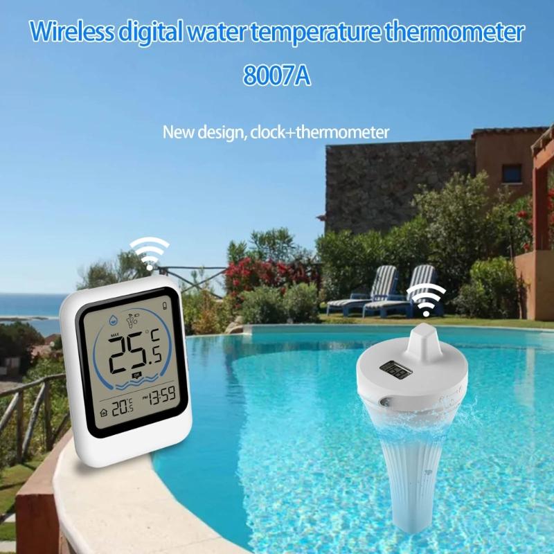 Multiple Sensors Water Temperature Monitor Floating Probes Digital Display High Low Record for Pools Hot Tubs & Fish Tanks