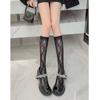 Women Sexy Floral Print Mesh Stockings Knee High Socks Soft Nylon Elastic Fishnet Fashion Long Leg Socks Designer Sheer Socks
