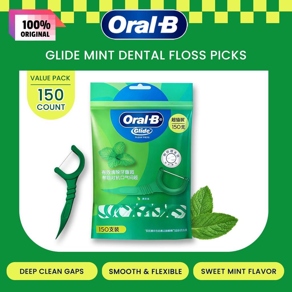 Oral-B Glide Mint Dental Floss Picks, Value Pack, 75 Count,150 Count