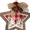 Wooden star 15 CM pendant With a picture of snowmen, red