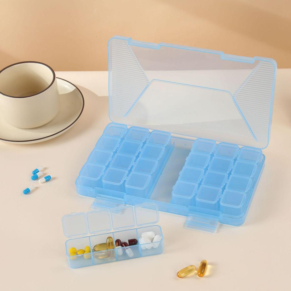 Weekly Pre-Portioned Pill Box for Elderly - Portable 3 Meals a Day Organizer