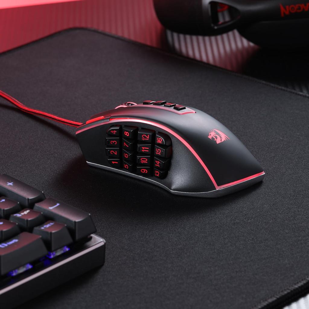 Redragon M990 MMO Игровая Мышь 32000 DPI Проводная RGB Игровая 23 Программируемых 16 Боковых Макро Клавиш Программное Обеспечение Алюминиевое Основание, Мышь Высокой Точности, Кнопки, Клавиши,