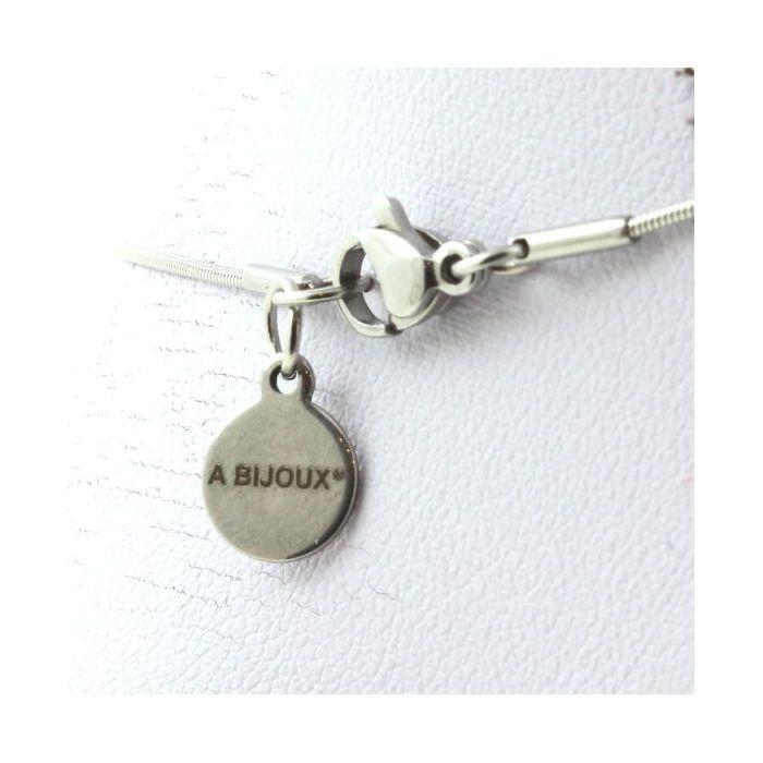 Pierres et Minéraux. Collier perles Hématite + bois 8 mm Chaine en acier inoxydable.