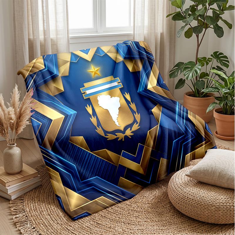 Argentina Football Printed Flannel Blanket Skin Friendly Warm Decorative Throw for Indoor Couch Bed Daily Use