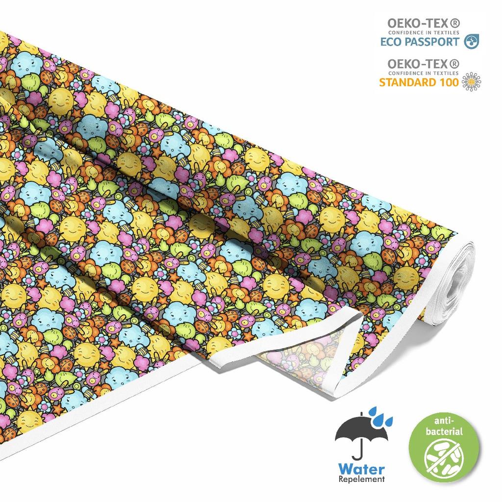 Outdoor Dekostoffe Oxford - Motiv Fröhliche Zeichentrickfiguren