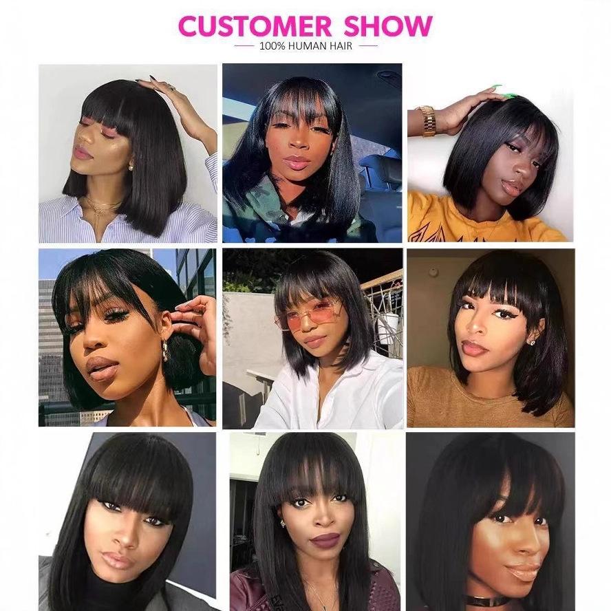 European and American wigs Women's short hair BoBo head Air bangs Natural fluffy African wig cover spot