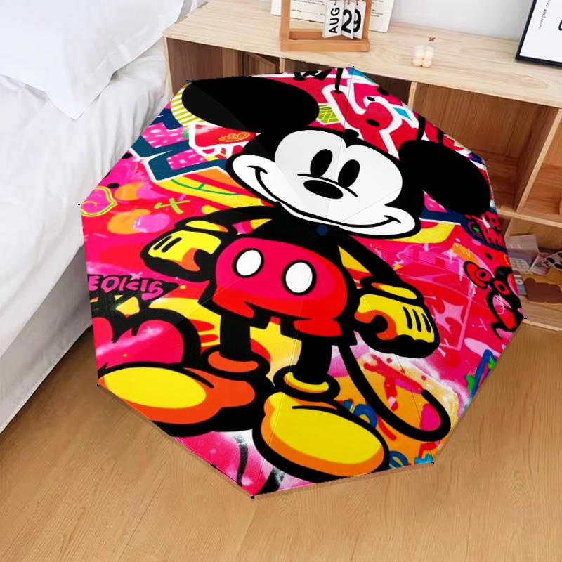 1PC Cartoon Mouse Printed Umbrella Folding umbrella, automatic umbrella 8-Frame for Travel, camping Fan gifts Christmas Gifts
