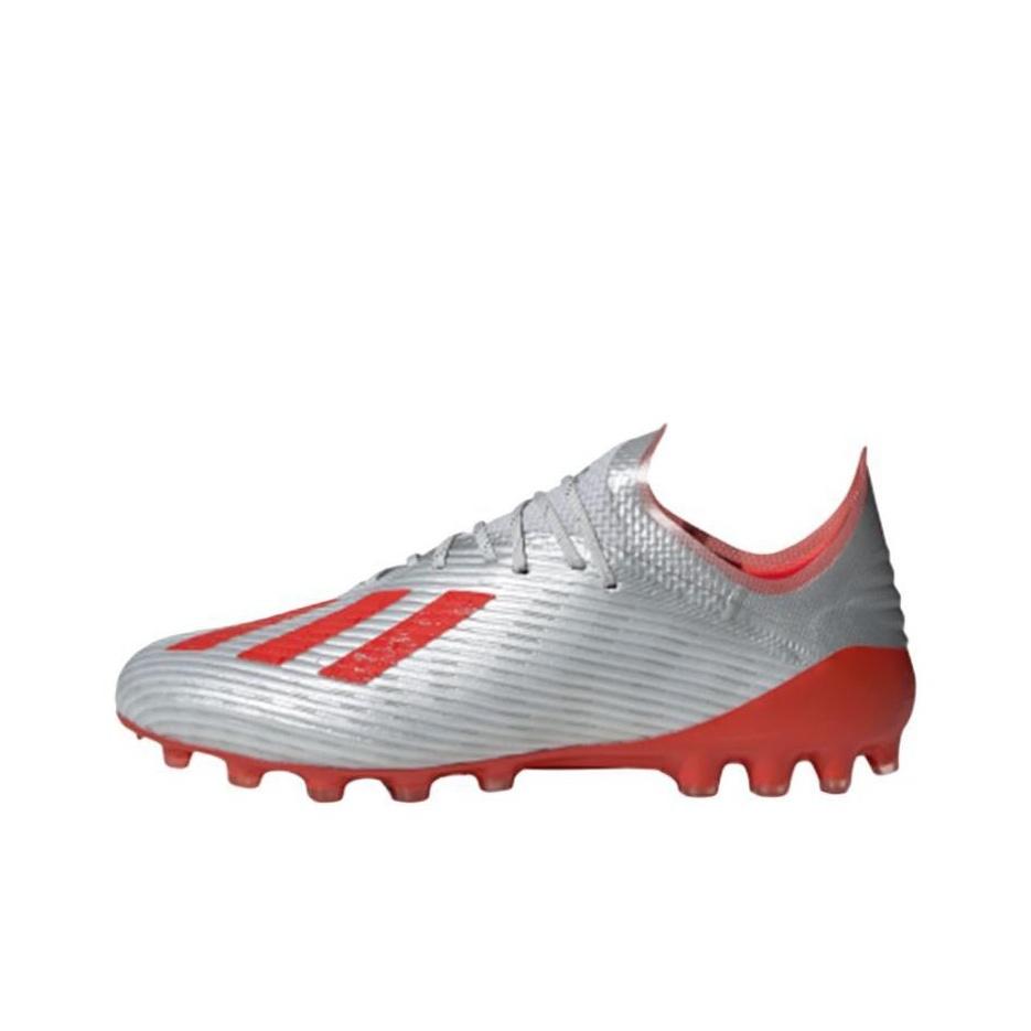 adidas X 19.1 Круглый носок Шнуровка AG (Резиновые короткие шипы) Дышащие футбольные бутсы Мужские футбольные бутсы Серебристо-красные EF8282