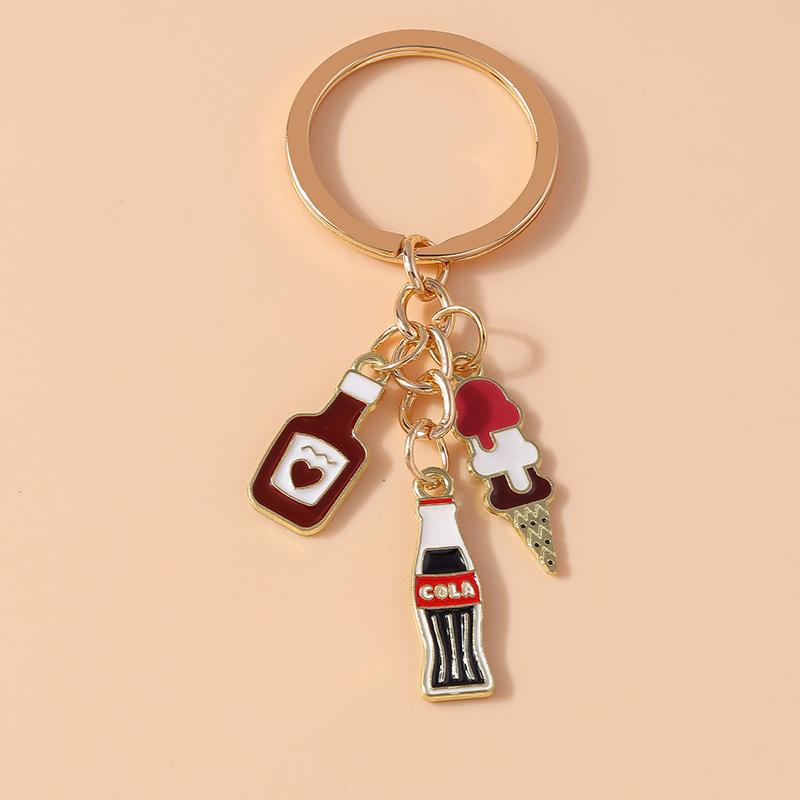 Cute Enamel Red Wine Keychain Simulation Drink Key Ring Pendant for Car Key Holder Women Girls Handbag Decor DIY Jewelry Gift
