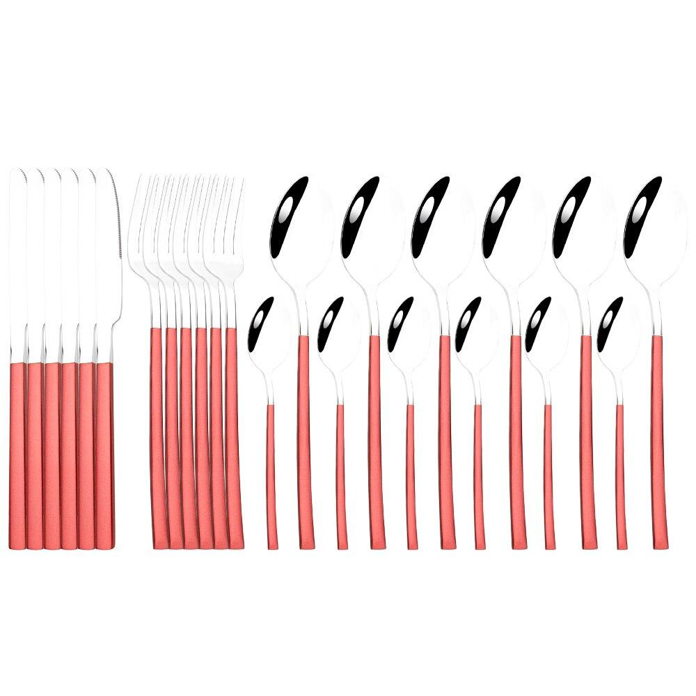 24 Pieces Sets Kitchen Tableware Cutlery Set Mint Green Gold Stainless Steel Dinnerware Set Food Flatware Mirror Silverware Set