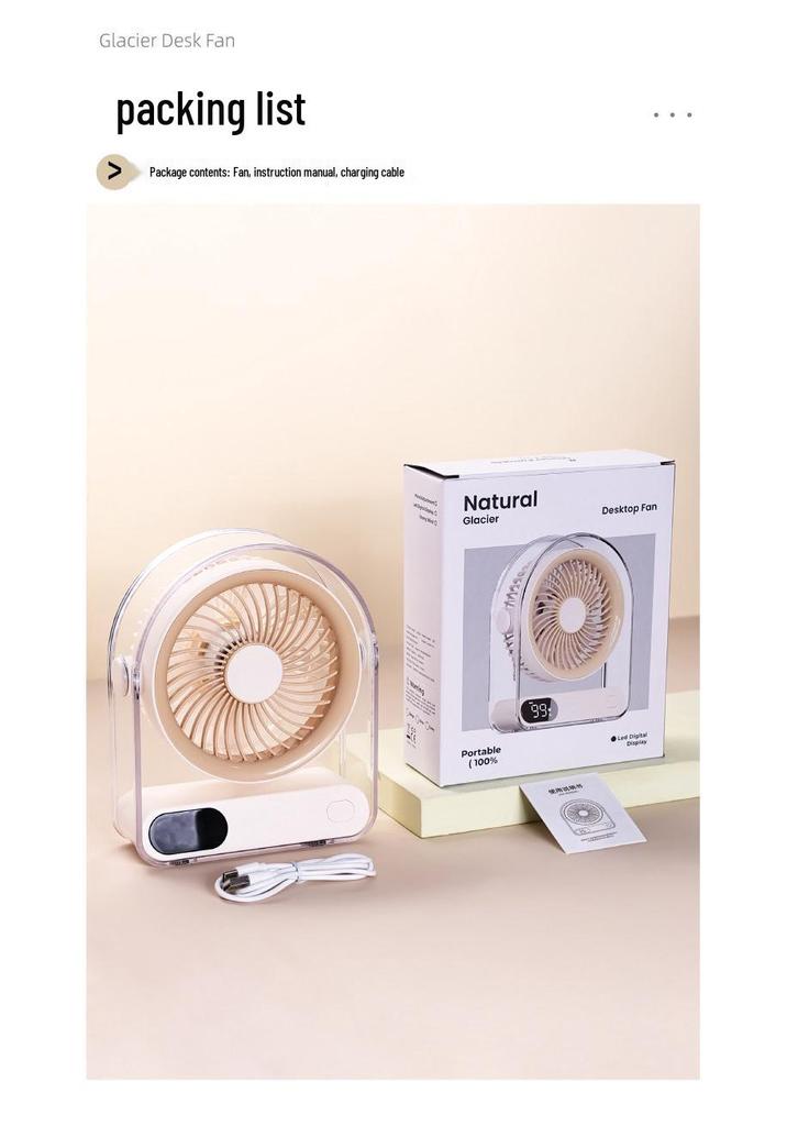 2026 USB Rechargeable Desktop Fan with Detachable Brushless Motor, Silent Operation, Digital Display, and Enhanced Airflow