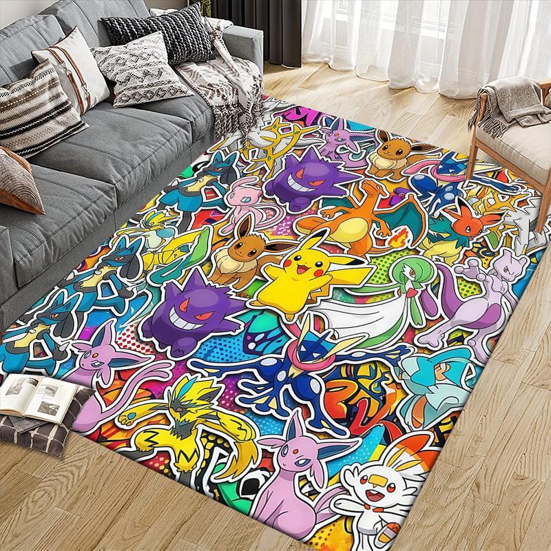 Pokémon Home Sofa Decoration for Living Room & Bedroom, Non‑Slip Play Flannel Floor Mat for Game Room
