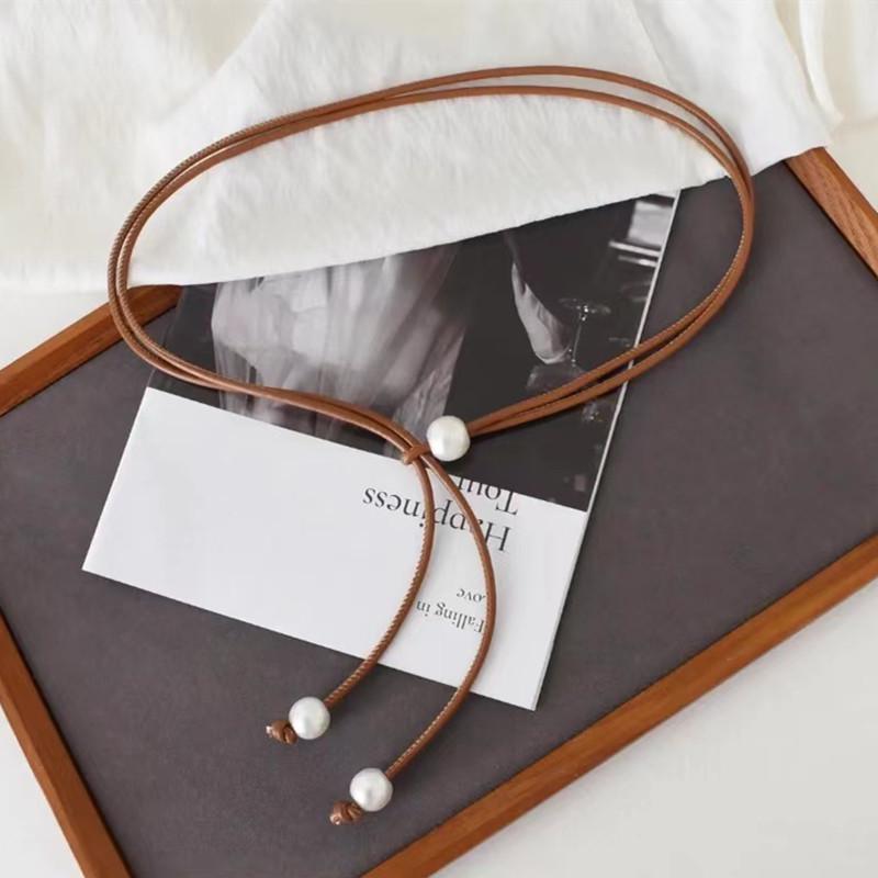 Летний жемчужный тонкий пояс-веревка для платьев – женский модный аксессуар в простом стиле