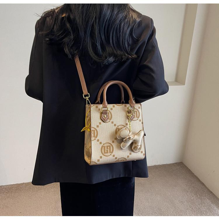 IELGY Women's Canvas Bag, Shoulder Crossbody Textured Portable Small Square Bag