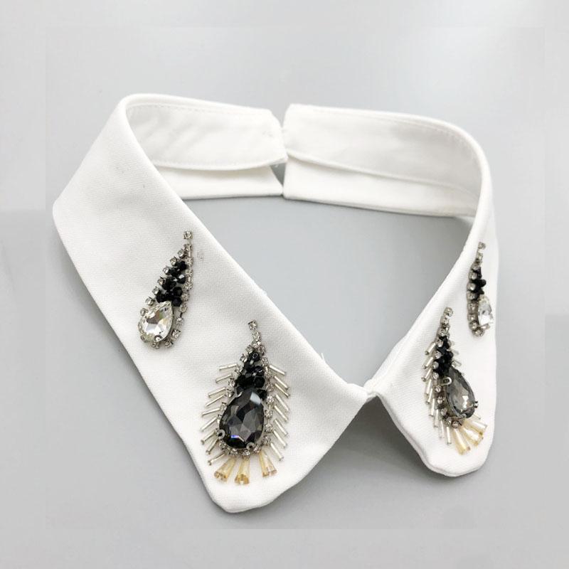 Beading Fake Collar Women Elegant Diamond Detachable Collars for Woman False Shawl Shoulder Wrap Lapel False Collars Woman Tie