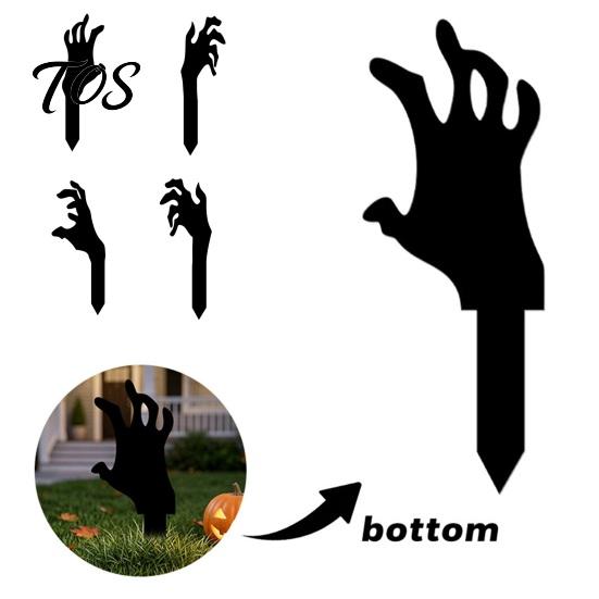 Halloween Outdoor Decorations Skeleton Hand Garden Stake, Spooky Yard Sign, Lawn Ornaments Acrylic Black Scary Decoration for Front Reusable