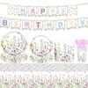 Wildflower Style Birthday Party Set Tablecloth Garden Party Decor Baby Shower Decor  Outdoor Party