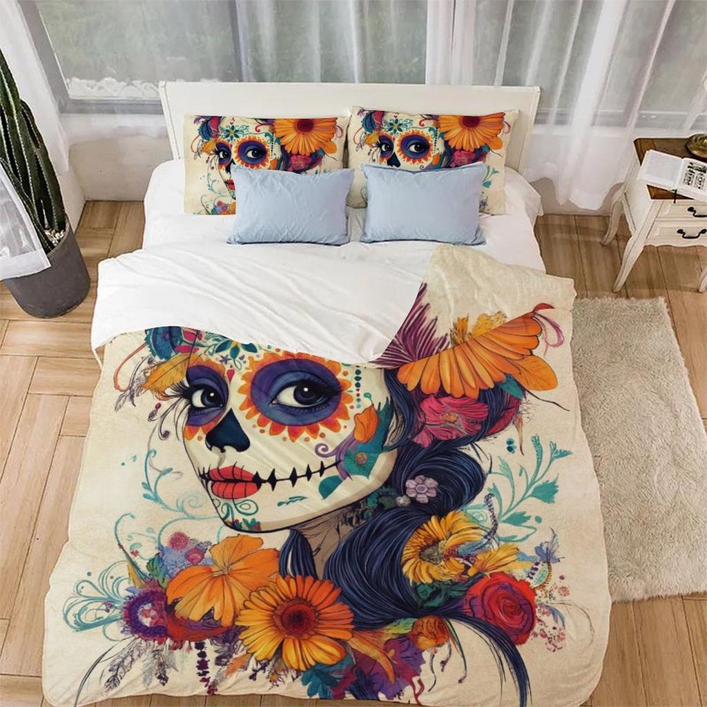 Skull Comforter Covers Printed Duvet Cover Bedding Set Suitable Children's Kids and Adults Warm Soft Breathable and Comfortable