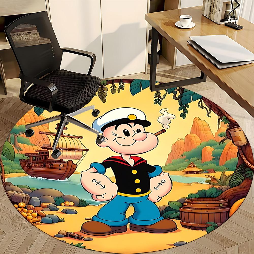 1pc Popeye Office Round Area Rug, Bedroom Living Room Home Decor, Room Deco, Offic a1016083