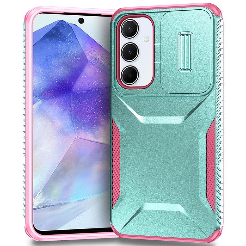 Противоударный чехол для Samsung Galaxy A55 5G, PC+TPU, чехол для телефона со сдвижной крышкой для камеры