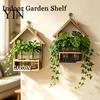 Small Green Plant Pot Wooden Wall Propagation Planter, Mounted Planter with Clear Glass Tubes for Vertical Display Hydroponic Plants, Shelf