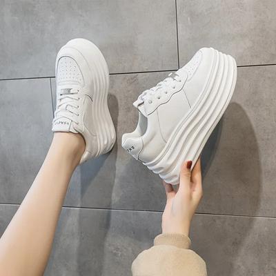 7,5 см Натуральная кожа Вулканизированные Удобные Весенне-осенние Ботильоны до щиколотки Женские Платформа Массивные Кроссовки Лоферы Белые Брендовые Туфли