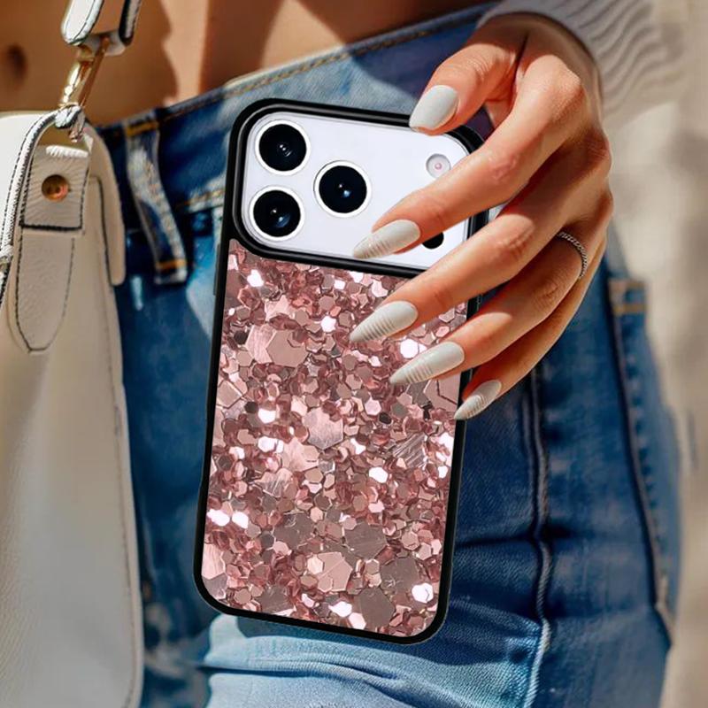 Чехол для телефона с узором 'Золотая Роза Блестки Розовое Сердце' Для iPhone 17 Air 14 15 13 12 Max Чехол Для Apple 14 15 16 16e 11 Pro Max Plus