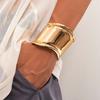 Punk Gothic Metal Wide Line Cuff Bangles Bracelet For Women Men Vintage Gold Color Smooth Adjustable Wrist Bracelet Jewelry