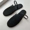 Sheepskin Version Retro Mesh Woven Hollow Flat-bottomed Bag Head Slippers Round Head Outer Sandals Women
