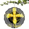 Metal 3D Cross Wind Spinner Outdoor Hanging Decor with 360 Rotating Hook Garden Yard Balcony Decoration for All Seasons