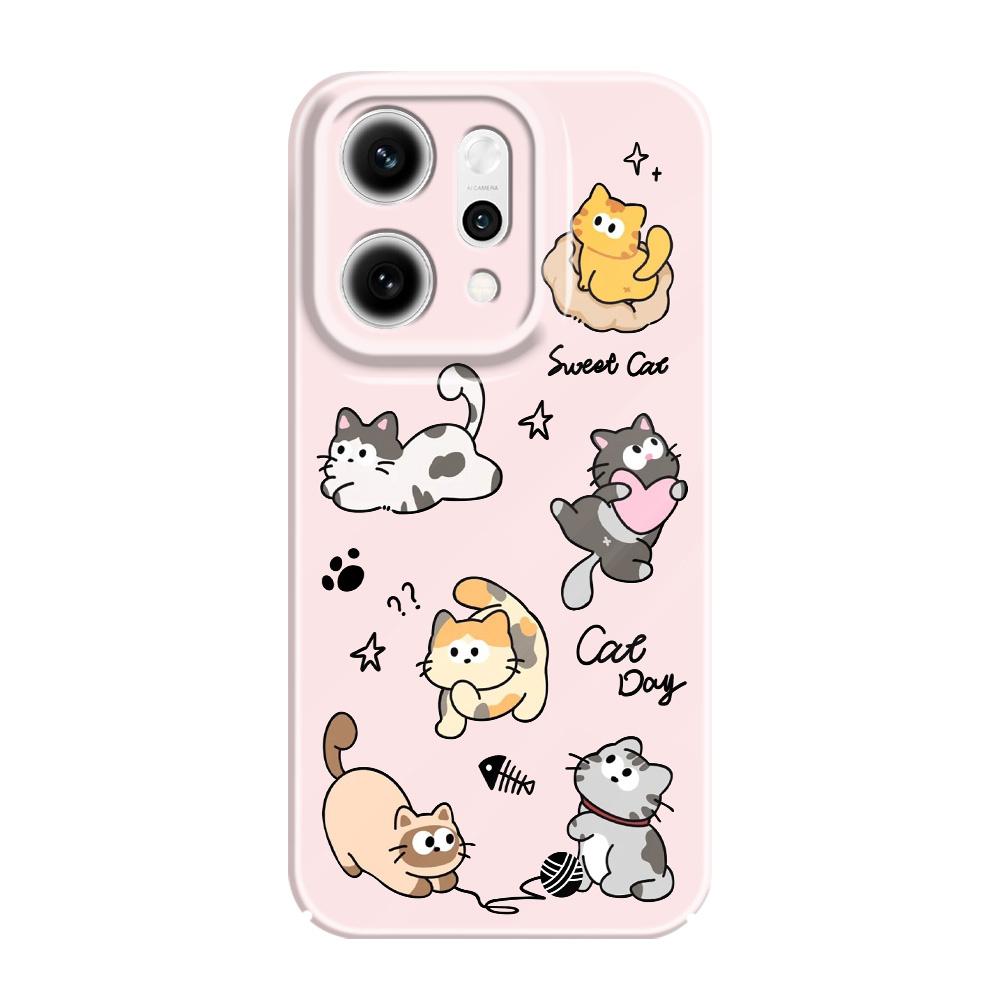 Чехол для телефона Happy Cat для OPPO Reno 14 14F 13 13F 12 12F 11 11F 10 8 8Z 8T 7 7Z Pro 4G 5G Пленка Жесткая Крышка