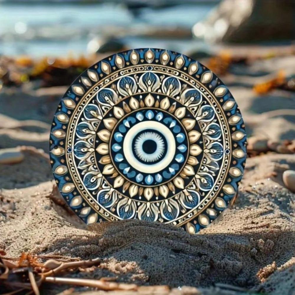 Винтажное металлическое настенное искусство 'Сглаз' Сине-золотой Погодостойкий Железный Знак Декор для Дома, Офиса, Гаража Уникальный Подарок